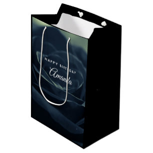 Sac Cadeau Moyen Fleur Rose noire Vibe gothique foncé Anniversaire
