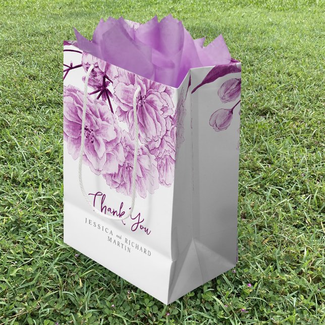 Sac Cadeau Moyen Fleuron mauve de printemps art mariage merci (Créateur téléchargé)