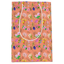 Fleurs d'aquarelle sauvages sur orange