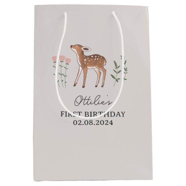 Sac Cadeau Moyen Fleurs de bois Fleurs de bois Anniversaire (Devant)