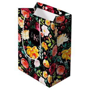 Sac Cadeau Moyen Fleurs de jardin anglais coloré monogrammes motif