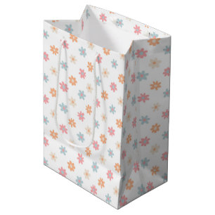 Sac Cadeau Moyen Fleurs de marguerite super Retro Boho Floral
