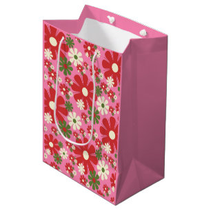 Sac Cadeau Moyen Fleurs de Noël rétro 60s les années 70 Floral sur 
