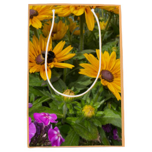 Sac Cadeau Moyen Fleurs de Rudbeckia jaune Pink Phlox et abeille