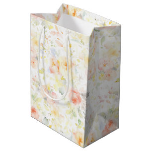 Sac Cadeau Moyen Fleurs douces colorées Élégant Boho Peint Motif