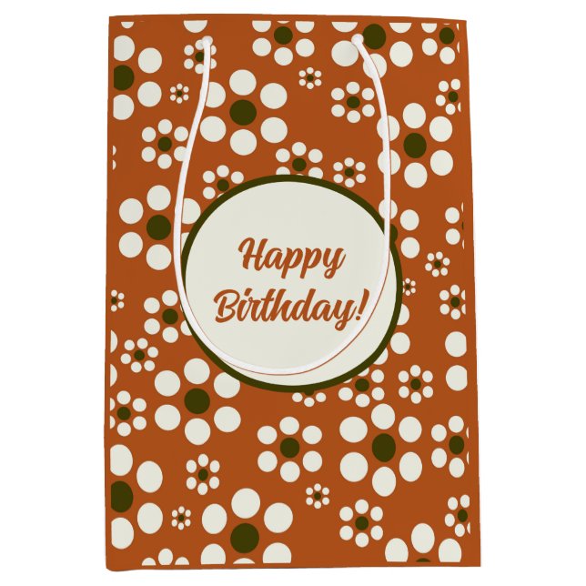 Sac Cadeau Moyen Fleurs florales en terre cuite mexicaine (Devant)