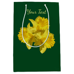 Sac Cadeau Moyen Fleurs jonquilles jaunes personnalisées