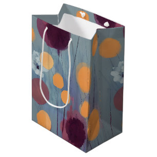 Sac Cadeau Moyen Fleurs orange et rose abstraites