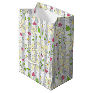 Sac Cadeau Moyen Fleurs printanières camomille marguerite florale h