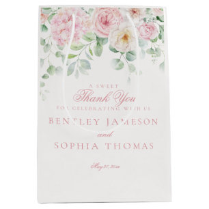 Sac Cadeau Moyen Fleurs roses Floral Hydrangea Mariage Favoriser