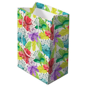 Sac Cadeau Moyen Fleurs tropicales sans couture motif