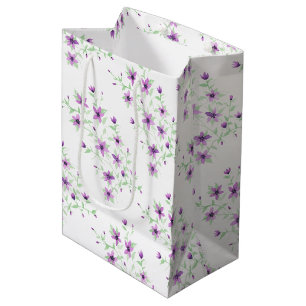Sac Cadeau Moyen Fleurs violettes sur la vigne