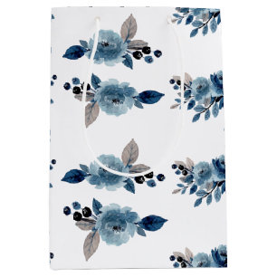 Sac Cadeau Moyen Floral bleu poussiéreux
