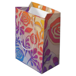 Sac Cadeau Moyen Floral coloré rétro