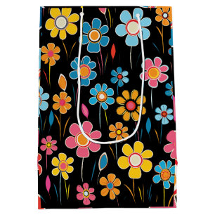 Sac Cadeau Moyen Floral coloré vintage