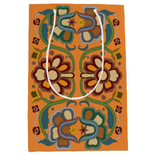 Sac Cadeau Moyen Floral Vintage estonien motif d'art populaire