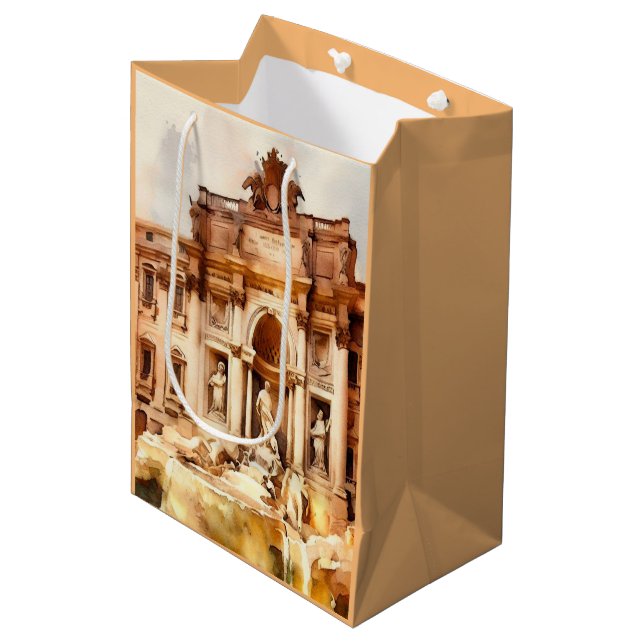 Sac Cadeau Moyen Fontaines de Trevi, Italie Rome (Devant Angle)