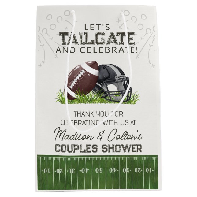Sac Cadeau Moyen Football Tailgate & Celebrate Couples Douche Favor (Devant)
