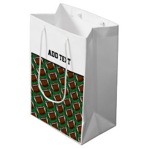 Sac Cadeau Moyen Football Team Sports Balls Custom Texte Vert Brown