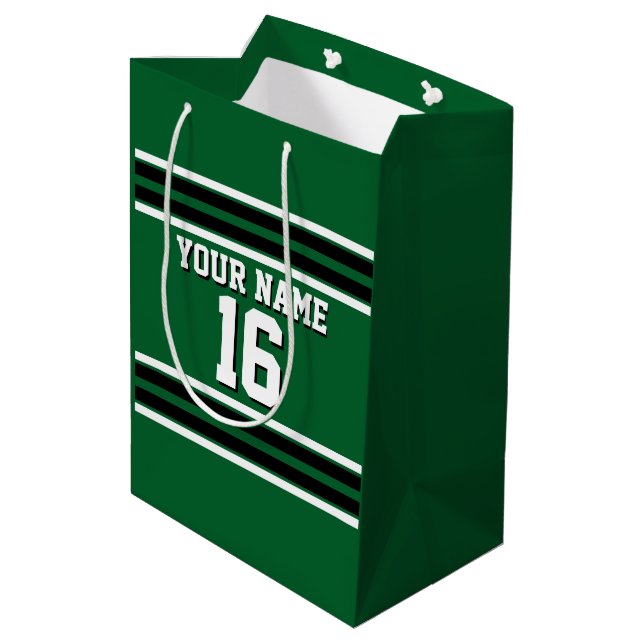 Sac Cadeau Moyen Forest Green Black Team Jersey Custom (Dos Angle)