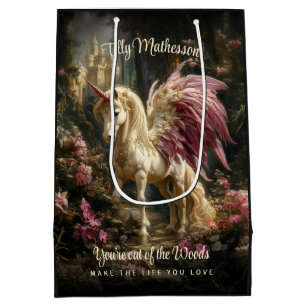 Sac Cadeau Moyen Forêt à ailes roses Unicorn Forêt boisée