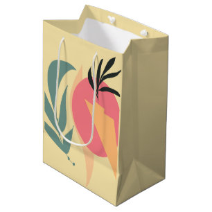 Sac Cadeau Moyen Formes d'illustration Plante Abstrait rose jaune