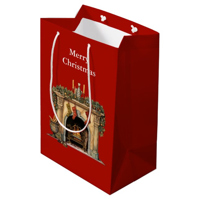 Sac Cadeau Moyen Foyer victorien cosy Noël (Dos Angle)