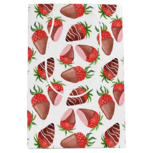 Sac Cadeau Moyen Fraises couvertes de chocolat Saint-Valentin