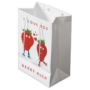 Sac Cadeau Moyen Fraises Mignonnes En Amour