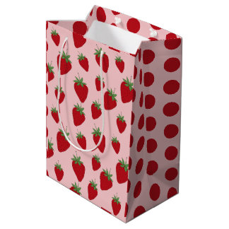 Sac Cadeau Moyen Fraises roses mignonnes