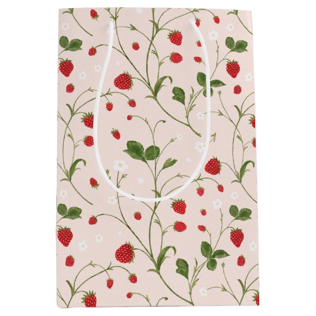 Sac Cadeau Moyen Fraises sauvages (lin) - Papier Tissu (Devant)