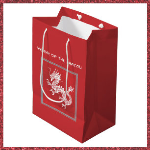 Sac Cadeau Moyen Frapper l'année rouge et blanche du dragon
