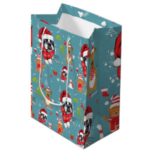 Sac Cadeau Moyen French Bulldog Christmas Père Noël