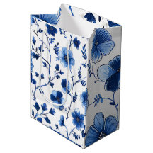 French Cottagecore Blue Floral Pattes Tissu Pap