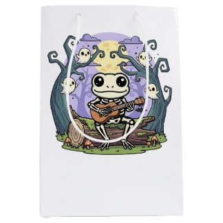 Sac Cadeau Moyen Frog Skeleton Playing Ukulele with Ghosts