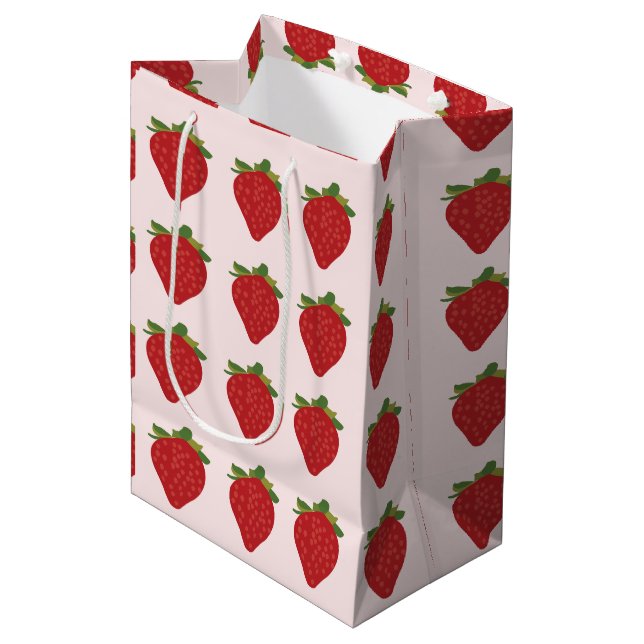 Sac Cadeau Moyen Fruit fraise mignonne fraises été mûre (Devant Angle)