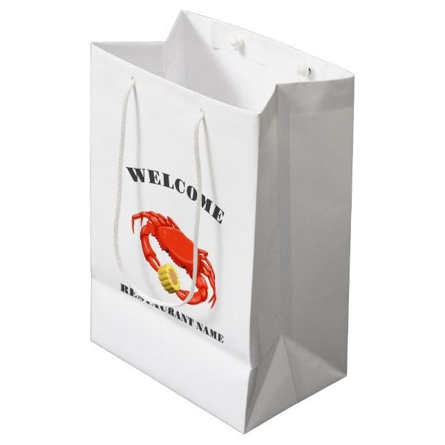 Sac Cadeau Moyen Fruits de mer modernes accueil Crab rouge Corail N (Devant Angle)