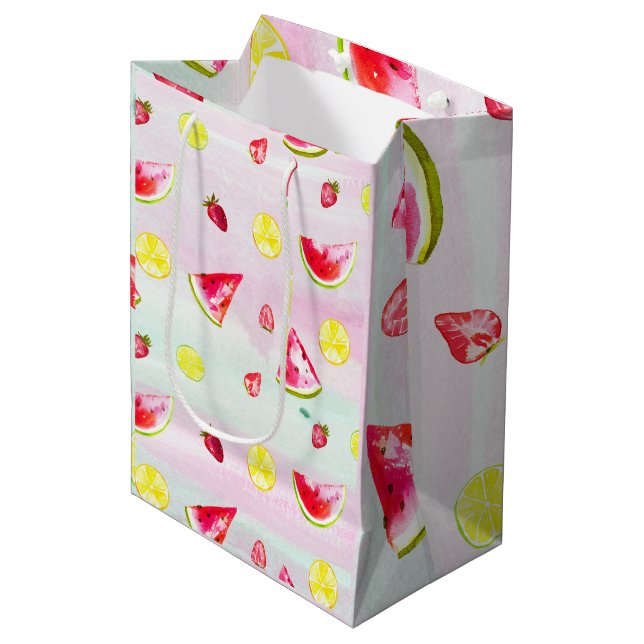 Sac Cadeau Moyen Fun Anniversaire de enfant Watermelon Lemon Tissu  (Devant Angle)