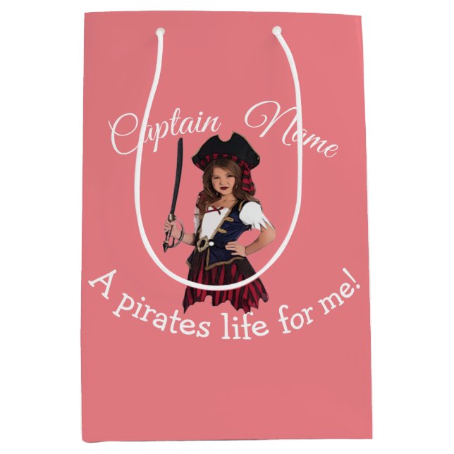 Sac Cadeau Moyen Fun Rose Girl Pirate   (Devant)