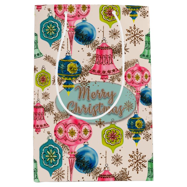 Sac Cadeau Moyen Funky Bright Retro Christmas (Devant)