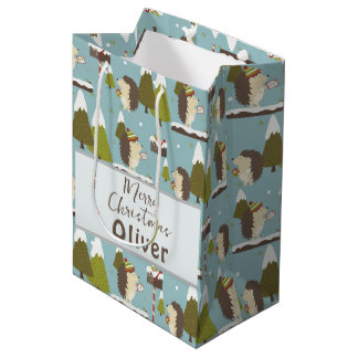 Sac Cadeau Moyen Funny Noël Hérisson Nom des enfants