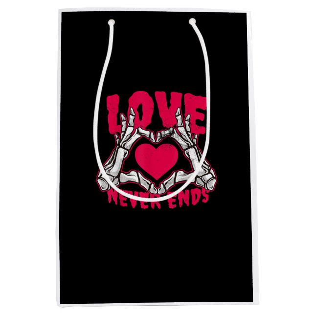 Sac Cadeau Moyen Funny Valentines Day Skeleton Heart Mains (Devant)