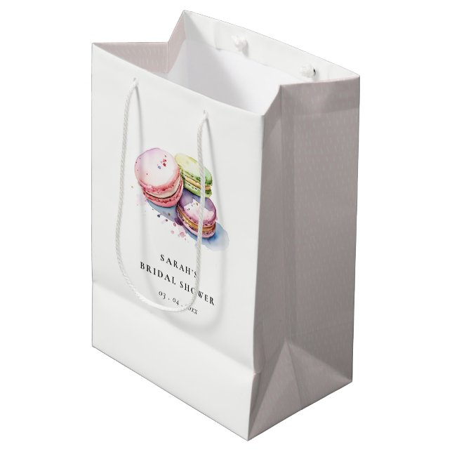 Sac Cadeau Moyen Gâteau aquarelle Macarons français Baby shower de  (Devant Angle)