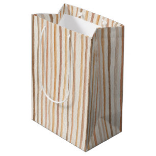 Sac Cadeau Moyen Gâteau D'anniversaire Brun À Rayures Citron Crème 