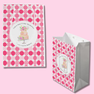 Sac Cadeau Moyen Gâteau superposé à l'aquarelle chic avec boulanger