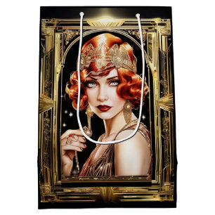 Sac Cadeau Moyen Gatsby flapper fille rousse 1920's party