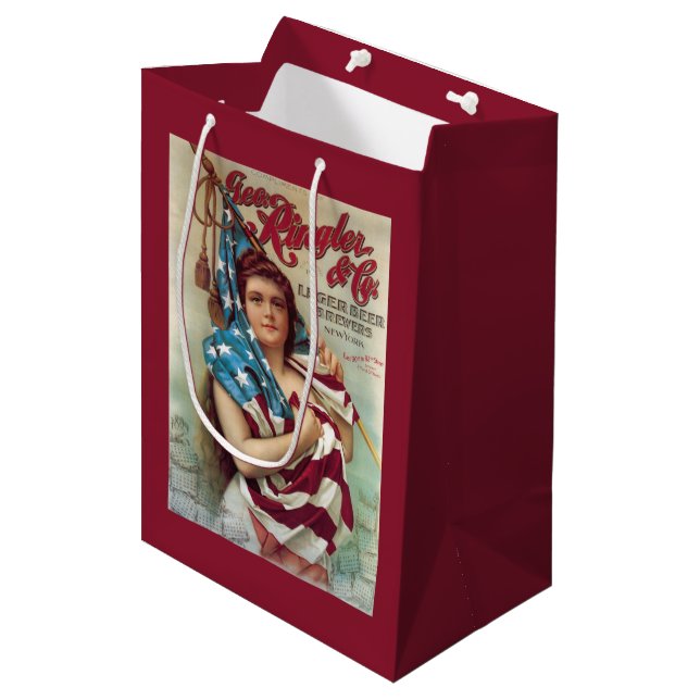 Sac Cadeau Moyen George Ringler et affiche de bière de Cie. (Devant Angle)