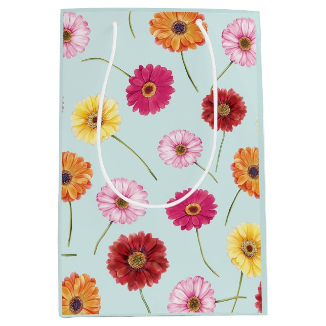 Sac Cadeau Moyen Gerbera,pink,red,orange,yellow  (Devant)