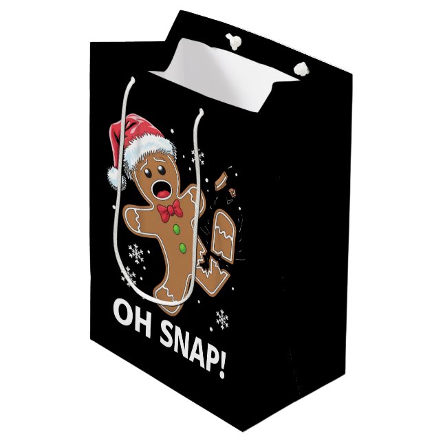 Sac Cadeau Moyen Gingerbread Man Oh Snap Christmas Funny Cookie (Devant Angle)