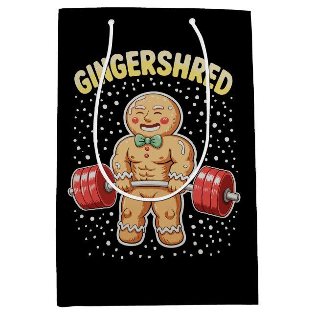 Sac Cadeau Moyen Gingersher Noël Gingerpain Salle de gym Bodybuildi (Devant)